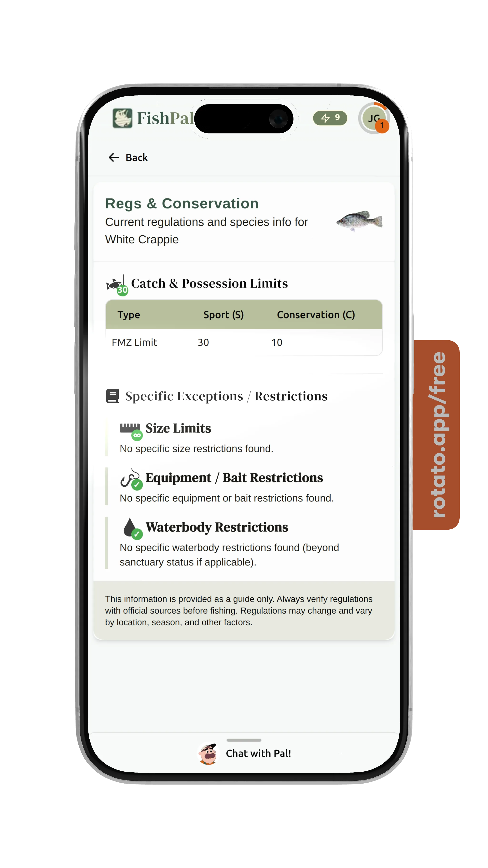 FishPal simplified fishing regulations interface